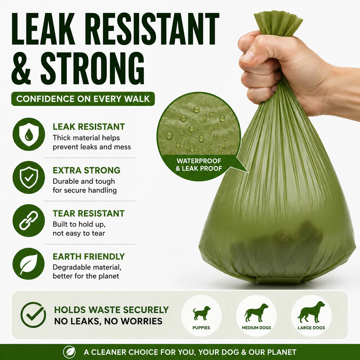 Share 20 Rolls Dog Poop Bags with Dispenser Strong Leak Resistant Waste Bags Easy Tear