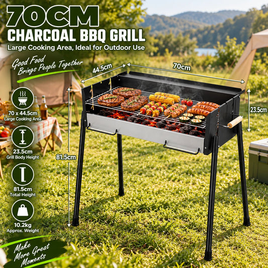Large Windshield Charcoal BBQ Grill Portable Foldable Camping Outdoor Barbecue