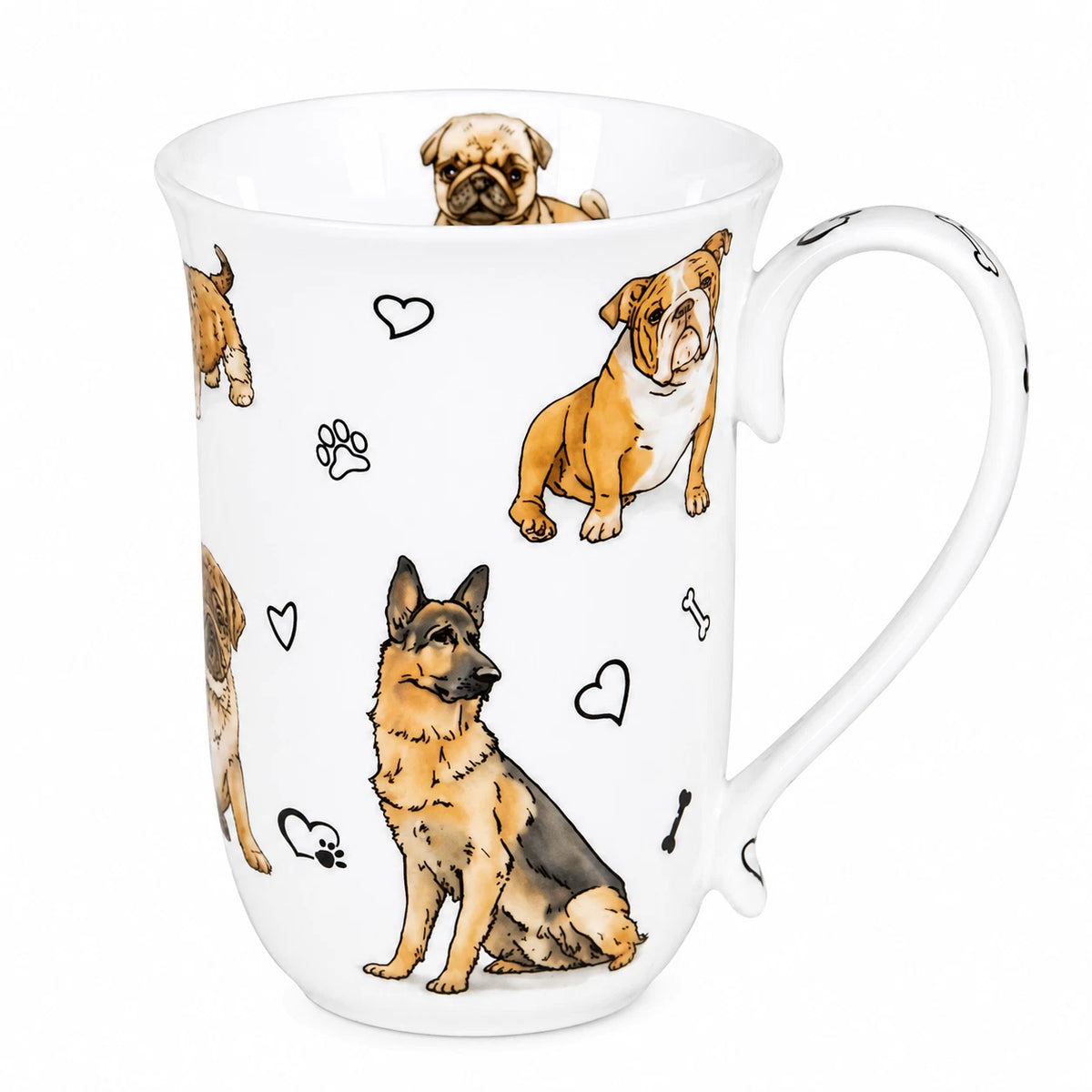 1-6x 405cc Cute Dog Fine Porcelain Mug Coffee Tea Cup Home Decor Gift Box