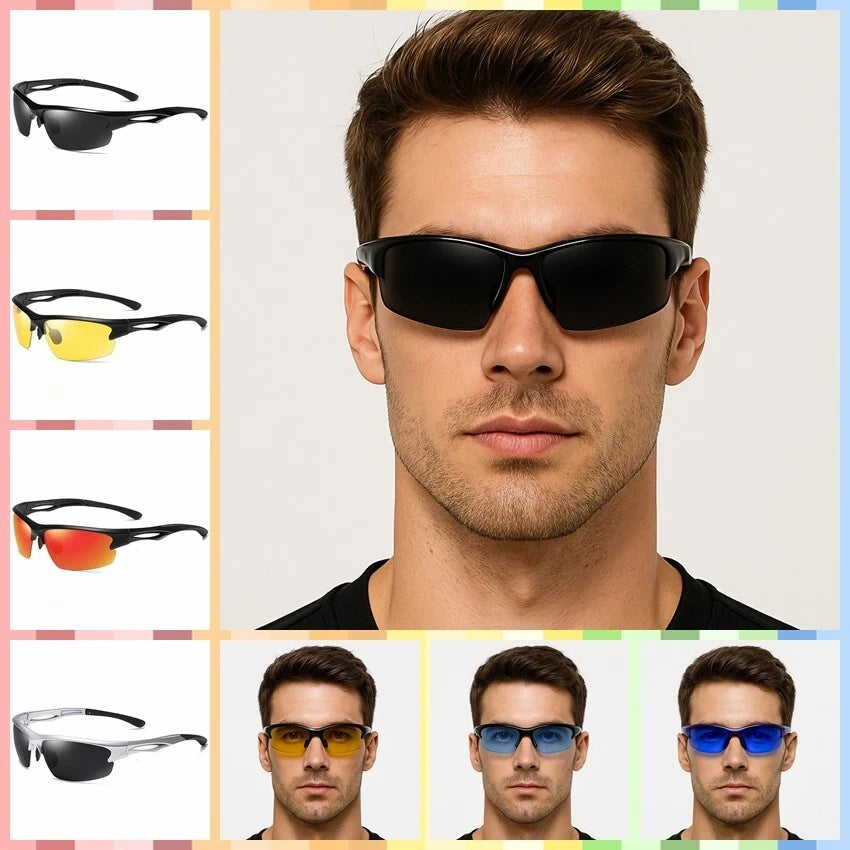 Men's Polarized Wrap Around Sports Sunglasses Running Driving Outdoor Activities # 6916