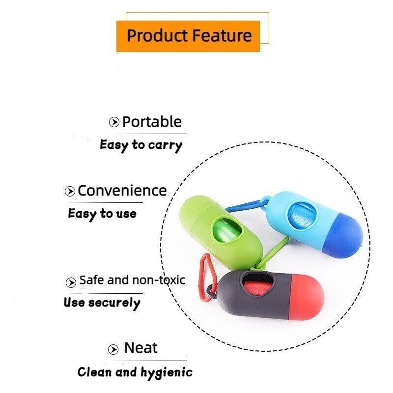 Pet Poop Bag Dispenser Waste Disposable Clean Poo Holder Pick-Up Puppy Garbage