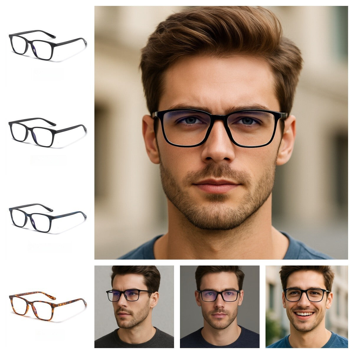 Men's Anti-Blue Light Glasses Lightweight Frame Eye Strain Relief Office & Daily # 6919