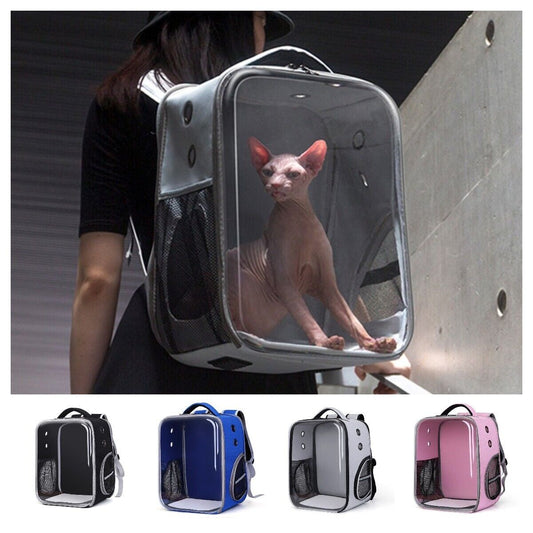 Pet Outdoor Breathable Foldable Clear Large Space Backpack Handheld Shoulder Bag