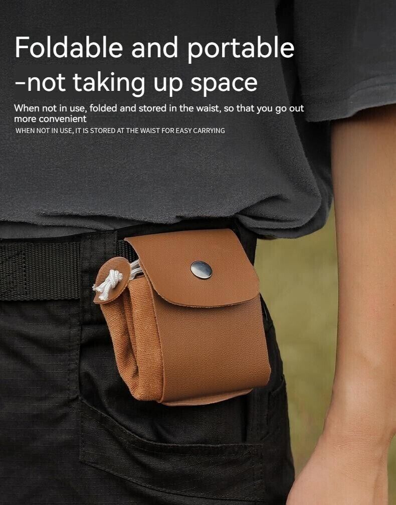 Outdoor Canvas Foraging Bag Fruit Pick Waist Tool Belt Pouch Drawstring Fold Bag