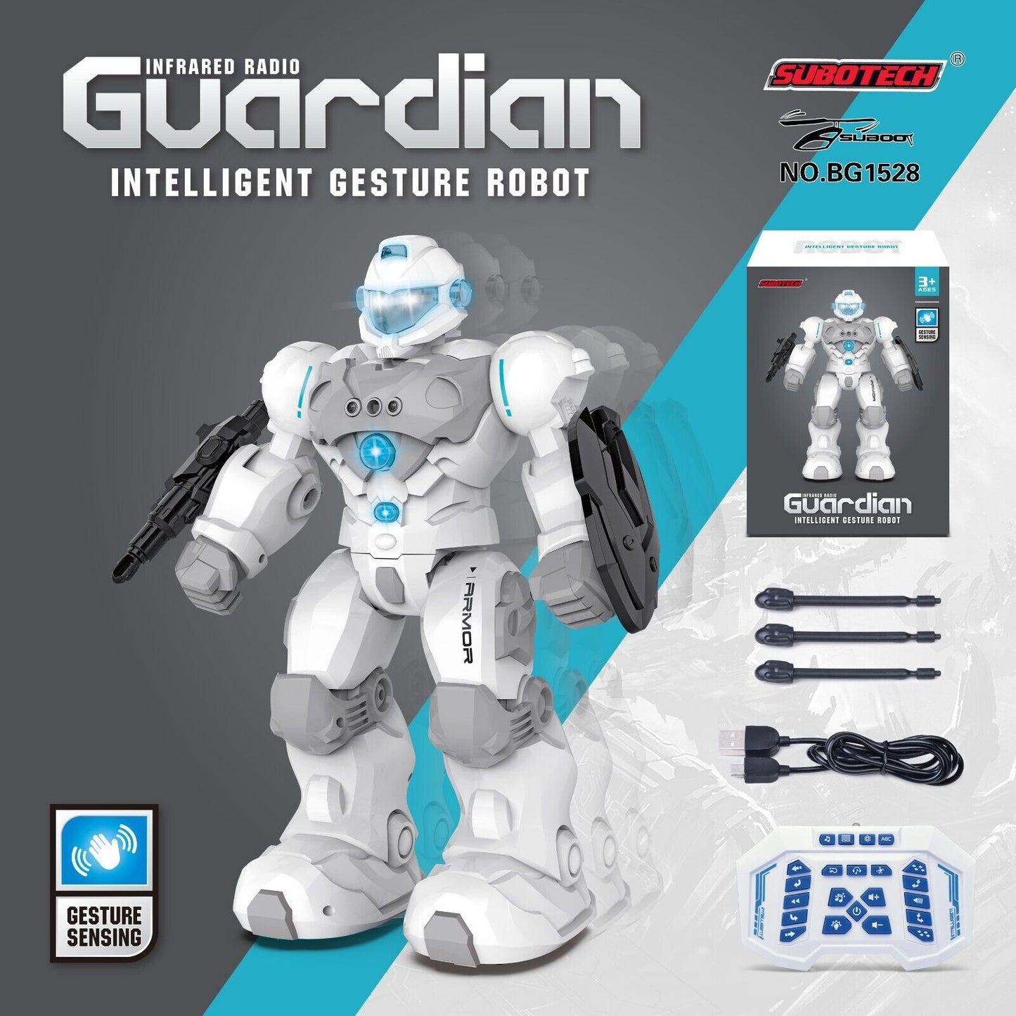 Kids Toy Gift Subotech 2.4GHz Remote Control Guardian Intelligent Gesture Robot