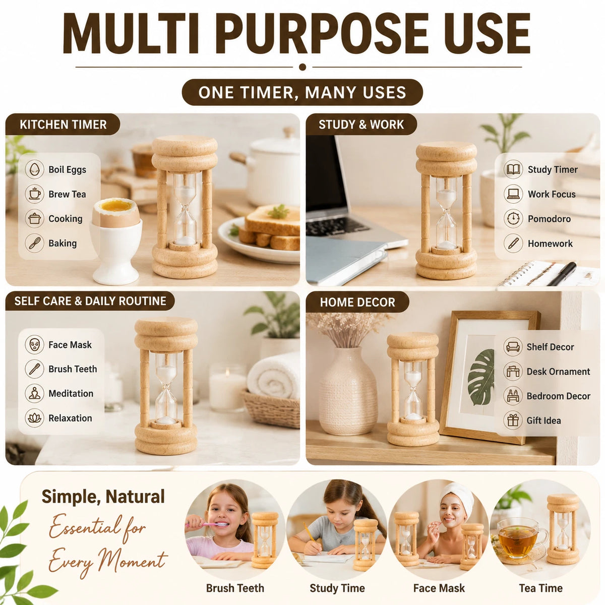 3 Minute Wooden Sand Timer Egg Timer Kitchen Cooking Tea Hourglass Home Decor