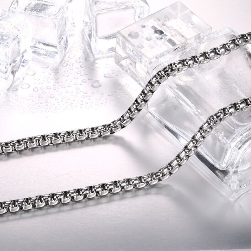 Basic Punk Stainless Steel Single Link Square Rolo Chain Necklace for Men Women