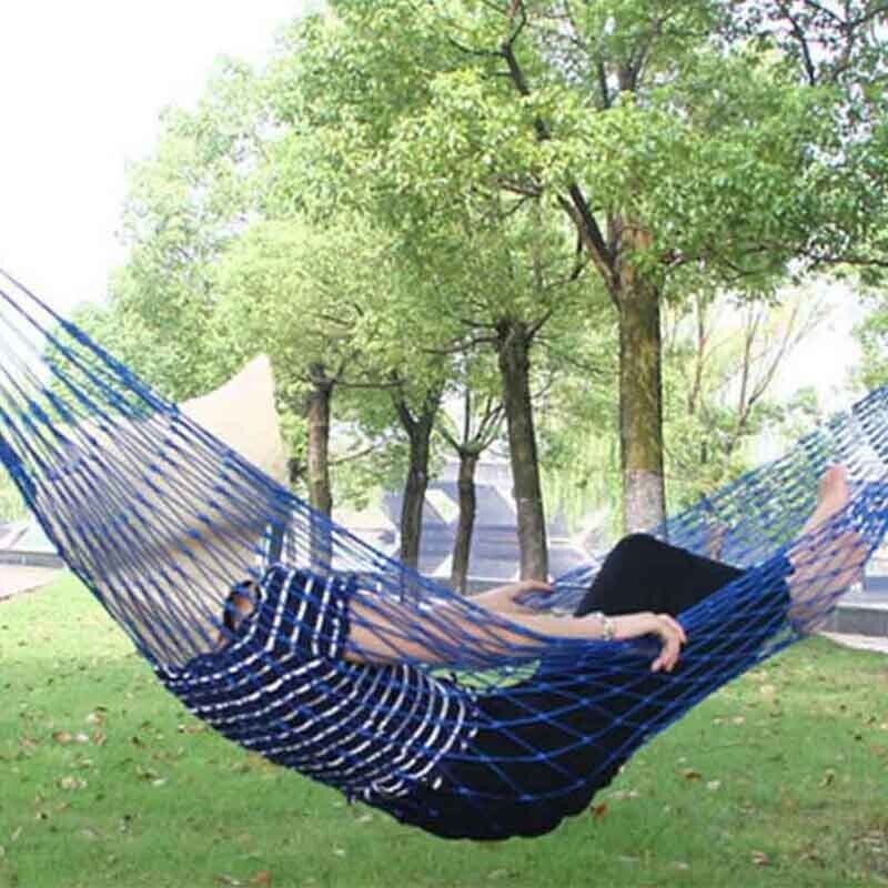 Outdoor Travel Hiking Swing Hammock Portable Aerial Nylon Rope Leisure Mesh
