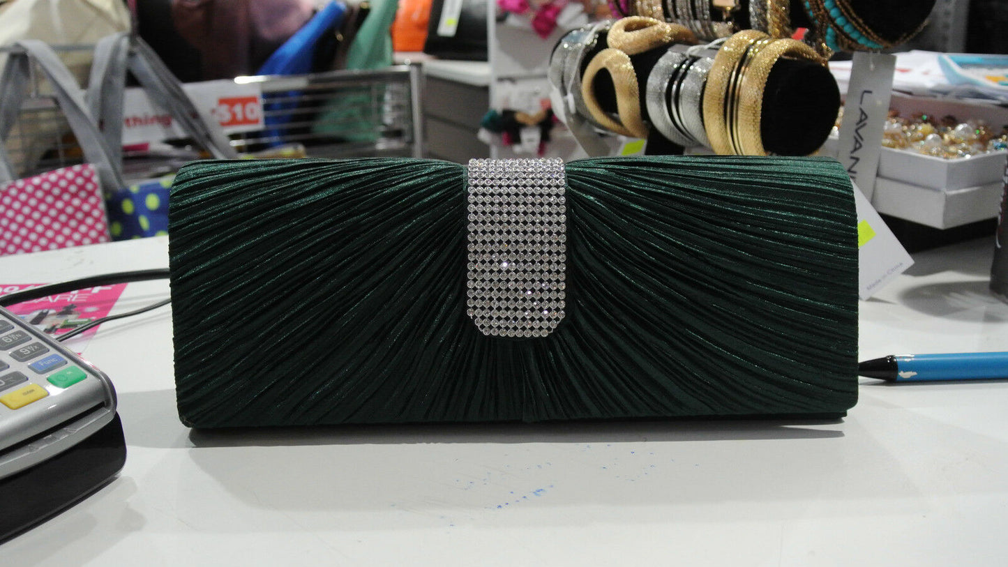 BRAND NEW Shining Satin Ladies Evening Clutch Bag Wedding Bridal Chain Handbag