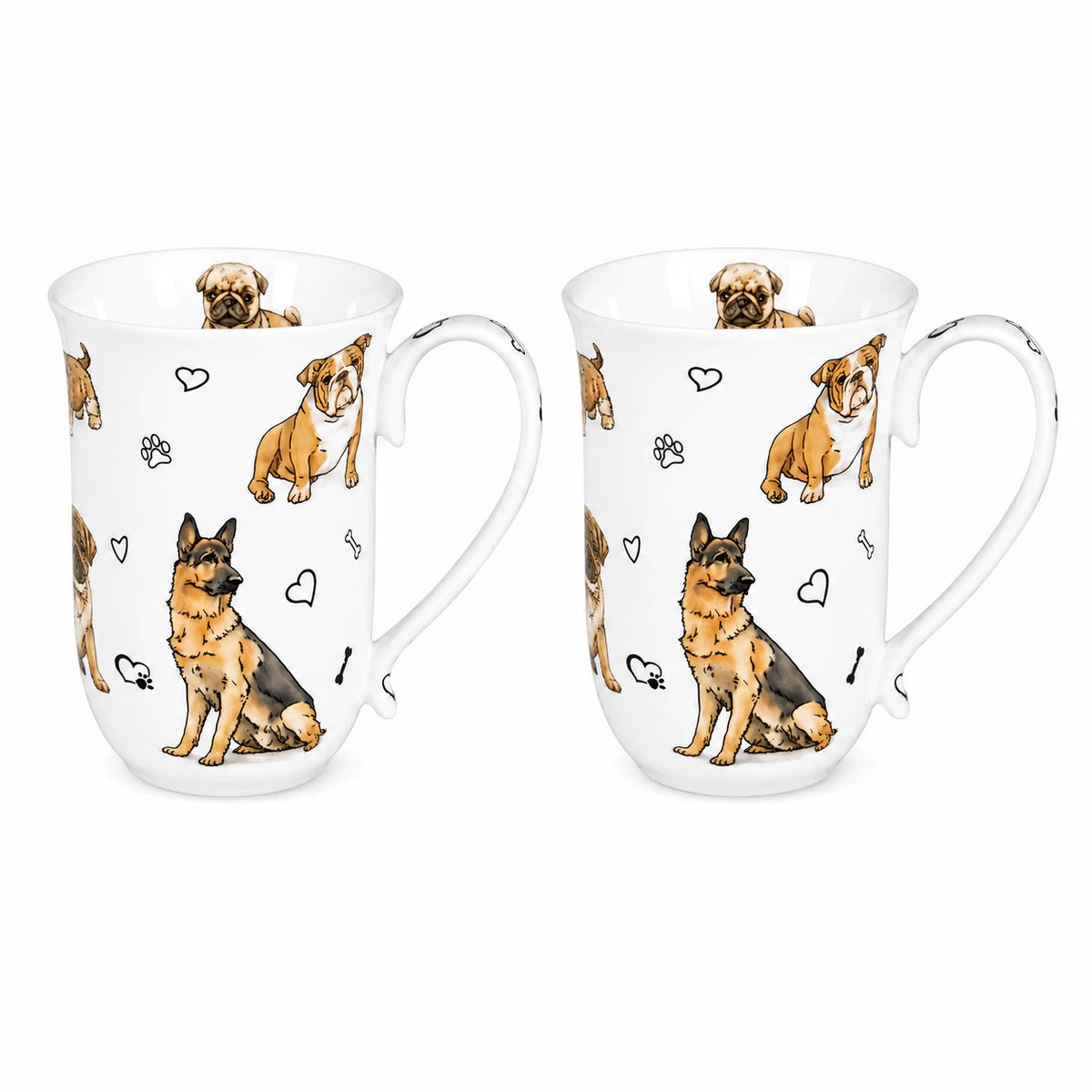 1-6x 405cc Cute Dog Fine Porcelain Mug Coffee Tea Cup Home Decor Gift Box