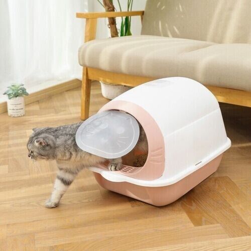 Fully Enclosed Anti-odor Anti-splash Cat Toilet Hooded Cat Litter Box Tray
