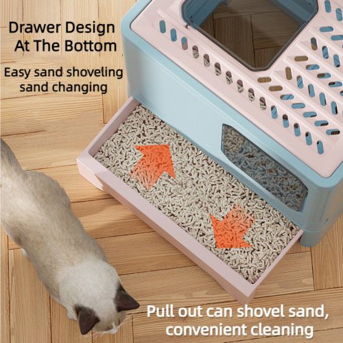 Simple Cleaning Drawer Type Pet Toilet Fully Anti-Splash Enclosed Cat Litter Box