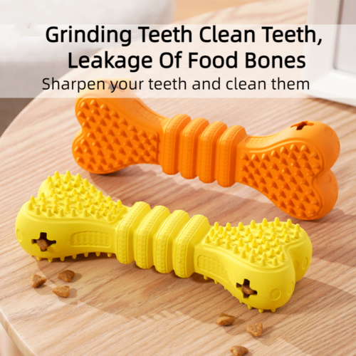 Leaky Food Bone Shaped Pet Toys Dog Toy Gnawing Teeth Grinding Teeth Cleaning