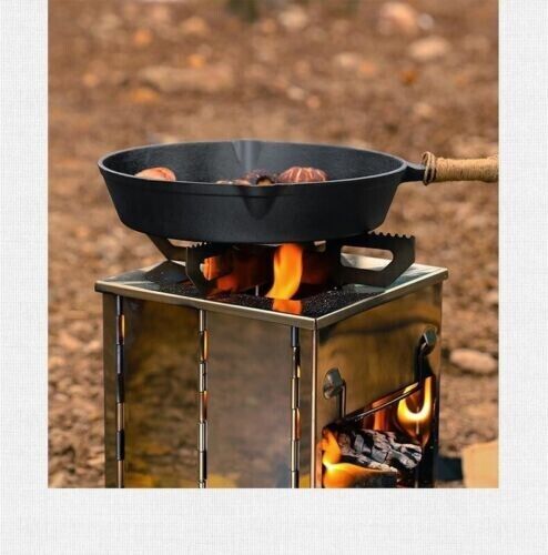 Outdoor Camping Mini Fold Wood Burner Stainless Steel Grill BBQ Picnic Charcoal