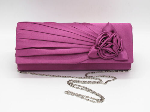 NEW Evening Clutch Bag Shining Satin Lady Wedding Bridal Chain MULTI COLOR gift