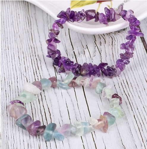 Natural Gemstone Stretchy Bracelet 5-8mm Chip Beads Healing Reiki Chakra