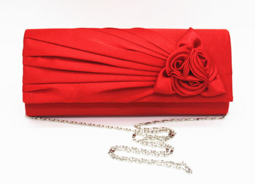 NEW Evening Clutch Bag Shining Satin Lady Wedding Bridal Chain MULTI COLOR gift