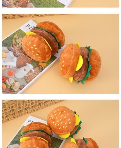 Hamburger Vocalized Plush Toy Grinding Teeth Cleaning Bite Resistant Dog Boredom
