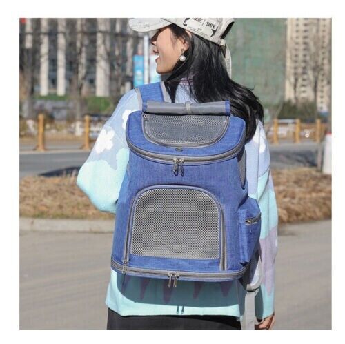 New Portable Folding Outdoor Cat Dog Large Space Double Shoulder Pet Bag