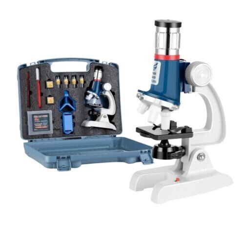 Kids Toys Beginner Alloy Microscope 1200X Microscope Science Kit Learning Gift