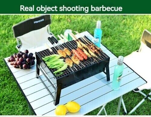 Outdoor Small Black Steel Charcoal Grill Portable Folding Thickened Grill BBQ
