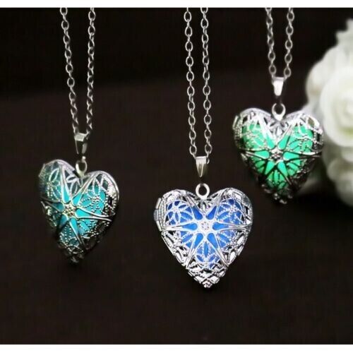 Heart Shape Openable Luminous Pendant Hollowed Out Creative Necklace