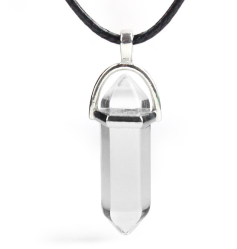 Natural Quartz Crystal Chakra Cut Gemstone Pendant Healing Point Reiki Necklace