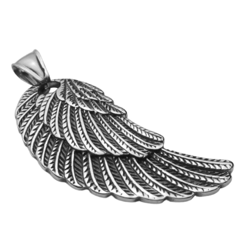 Nordic Scandinavian Stainless Steel Necklace retro feather Angel wing Pendant