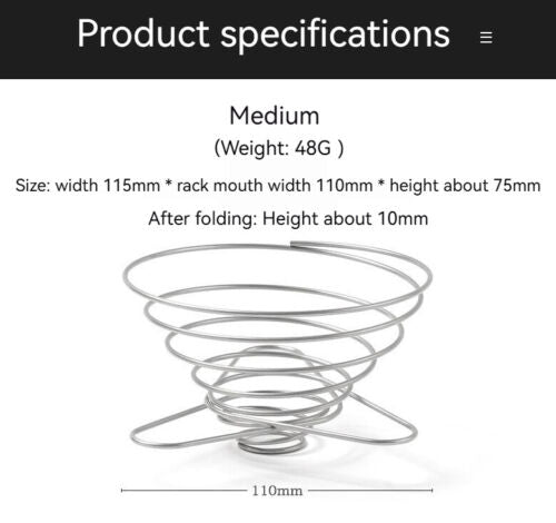 Outdoor Camping Stainless Coffee Drip Rack Holder Folding Funnel Spring Type