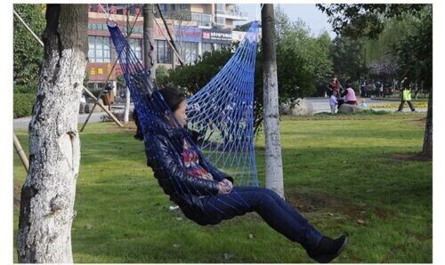 Outdoor Single Hammock Camping Thickened Army Green Mesh Nylon Rope Tie Portable