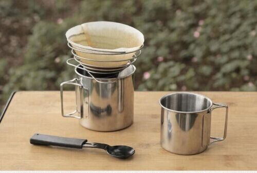 Outdoor Camping Stainless Coffee Drip Rack Holder Folding Funnel Spring Type