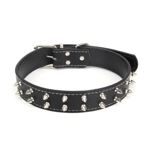 New Large And Medium Size Dog PU Leather Rivet Collar Punk Style Dog Collar