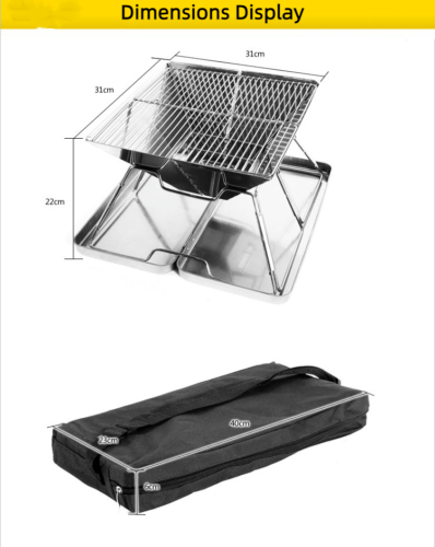 Outdoor Stainless Steel Folding Barbecue Grill Field Charcoal BBQ Grill Barbecue
