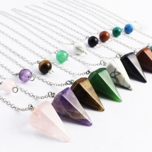 Fashion Crystal Stone Spirit Pendulum Hexagonal Conical Cut Energy Stone Pendant