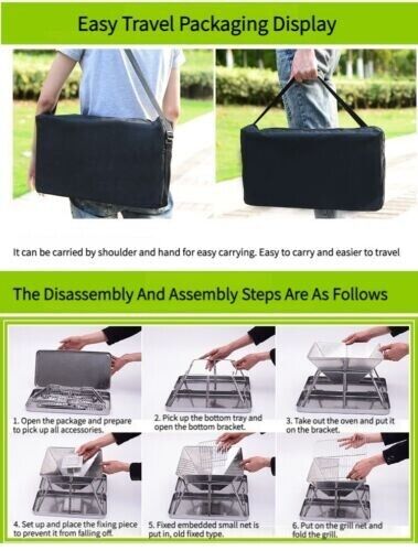 Outdoor Stainless Steel Folding Barbecue Grill Field Charcoal BBQ Grill Barbecue