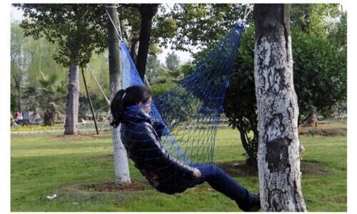 Outdoor Single Hammock Camping Thickened Army Green Mesh Nylon Rope Tie Portable