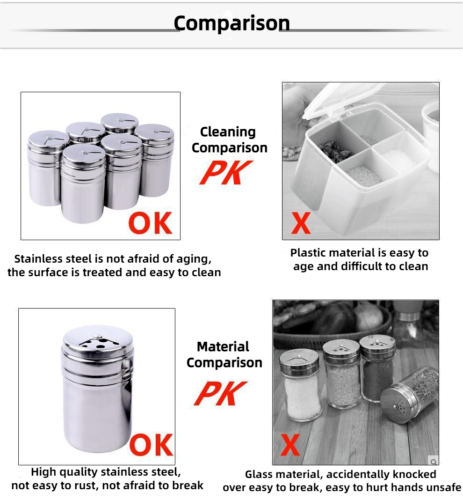 Outdoor Barbecue Portable Stainless Steel Kitchen Seasoning Jar 6 In 1 Set