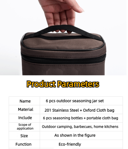 Outdoor Barbecue Portable Stainless Steel Kitchen Seasoning Jar 6 In 1 Set