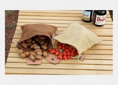Outdoor Canvas Foraging Bag Fruit Pick Waist Tool Belt Pouch Drawstring Fold Bag