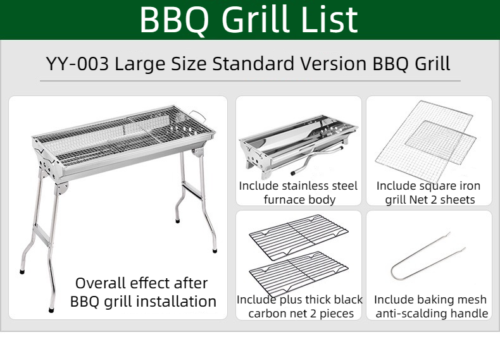 New Outdoor Portable Stainless Steel Stove Charcoal BBQ Grill Camping Cooking