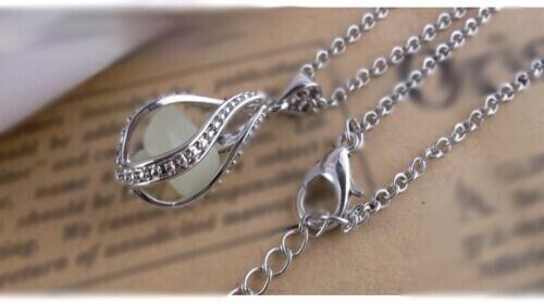 Fashion Luminous Spiral Can Open Hollowed Out Necklace Moonstone Pearl Pendant