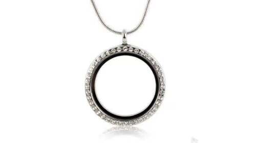 FASHION Living Memory Floating Charm Crystal Glass Round Locket Pendant Necklace