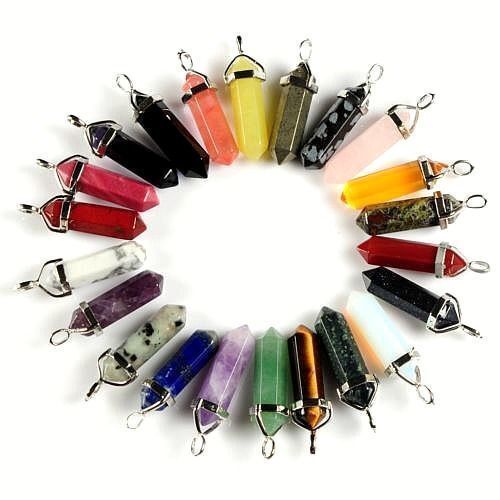 Natural Quartz Crystal Chakra Cut Gemstone Pendant Healing Point Reiki Necklace