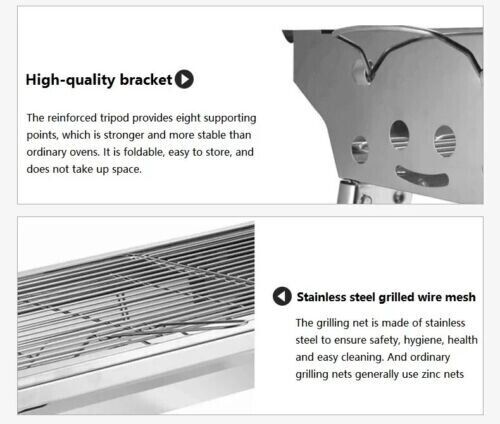 New Outdoor Portable Stainless Steel Stove Charcoal BBQ Grill Camping Cooking