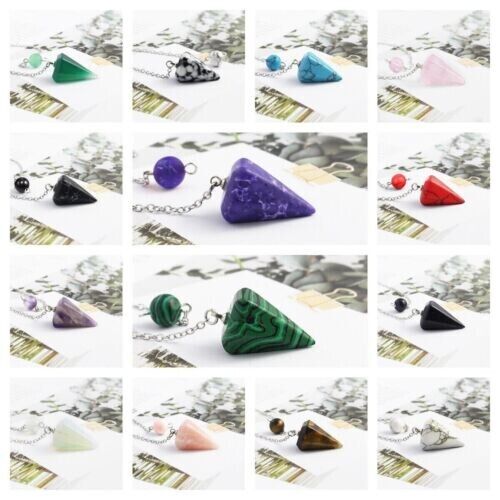 Fashion Crystal Stone Spirit Pendulum Hexagonal Conical Cut Energy Stone Pendant