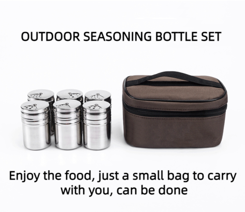 Outdoor Barbecue Portable Stainless Steel Kitchen Seasoning Jar 6 In 1 Set