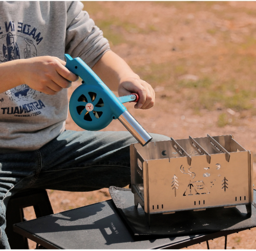 Outdoor Portable Manual Blower Large Wind Metal Outlet Camping BBQ Fire Tool