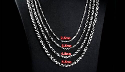 Basic Punk Stainless Steel Single Link Square Rolo Chain Necklace for Men Women