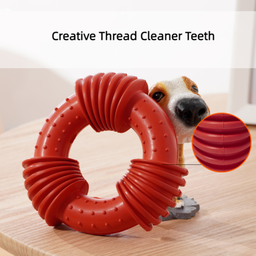 Dog Toys Rubber Bite Resistant Molar Tooth Cleaning Threaded Ring Pet Toys