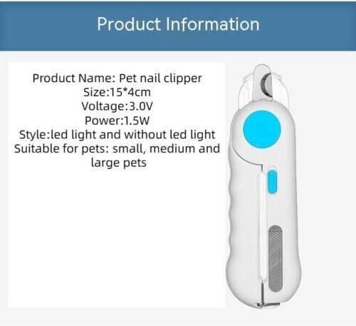 Cat Dog Nail Sharpener Nail Clippers Pet Grooming Cleaning Supplies LED Lights